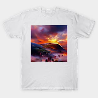 Aesthetic Sunrise over Hills T-Shirt